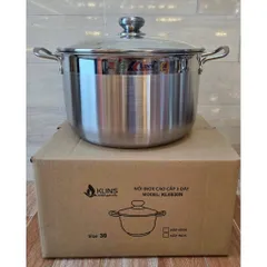 Nồi Luộc Gà Inox 1 Đáy Klins Cao Cấp Size 30cm Nồi Inox 304 Nắp Kính Cường Lực, Dùng Được Mọi Loại Bếp