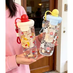 Bình Nước Nhựa 750ml Có Lõi Lọc Trà & Ống Hút - Họa Tiết Hoạt Hình Cute Phong Cách Hàn Quốc (Kèm Quai Xách)