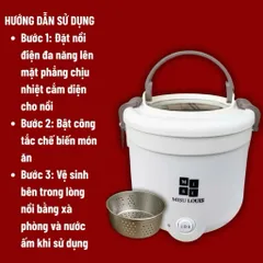 Nồi Lẩu Điện Đa Năng MISU LOUIS 2.5L Kèm Giá Hấp Inox - Nồi Nấu Mini Chống Dính Cao Cấp Cho 1-3 Người Ăn