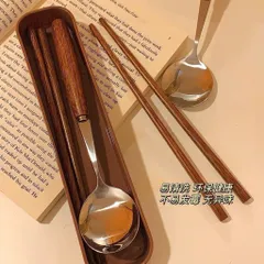 ộ Thìa Đũa Dĩa Thép Không Gỉ Cầm Tay Bằng Gỗ - Dụng Cụ Du Lịch Cắm Trại Văn Phòng Dã Ngoại