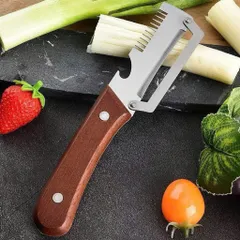 Dao Nạo 3 In 1 Cán Gỗ Đa Năng - Dụng Cụ Gọt Vỏ, Bào Sợi Rau Củ Quả & Khui Nắp Chai Inox Cao Cấp
