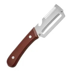 Dao Nạo 3 In 1 Cán Gỗ Đa Năng - Dụng Cụ Gọt Vỏ, Bào Sợi Rau Củ Quả & Khui Nắp Chai Inox Cao Cấp