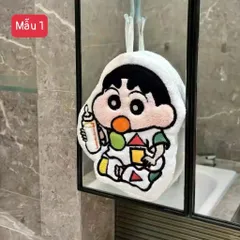 Combo 2 Khăn Lau Tay Nhà Bếp Hình Cu Shin Bút Chì Siêu Thấm Hút – Khăn Lau Đa Năng Sợi Bông San Hô Có Móc Treo Decor