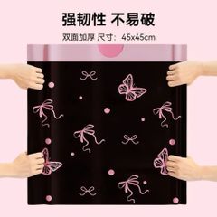Cuộn 100 Túi Rác Đen Dây Rút Tự Động In Họa Tiết Nơ Sang Trọng, Túi Đựng Rác Gia Đình Siêu Dai Chống Rò Rỉ