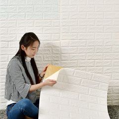 Miếng Xốp Dán Tường 3D Loại Dày 77x70cm - Màu Trắng Cách Âm & Chống Ẩm Mốc Hiệu Quả