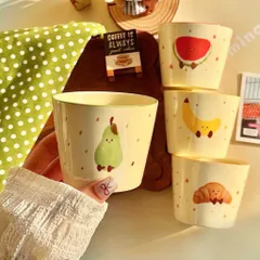 Sét 4 Cốc Sứ Decor Cao Cấp Hình Trái Cây & Croissant Dễ Thương - Ly Sứ Uống Nước, Trà, Cà Phê Hoạt Hình Vintage Đáng Yêu