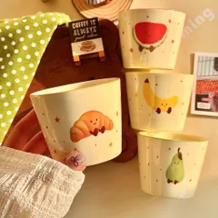 Sét 4 Cốc Sứ Decor Cao Cấp Hình Trái Cây & Croissant Dễ Thương - Ly Sứ Uống Nước, Trà, Cà Phê Hoạt Hình Vintage Đáng Yêu