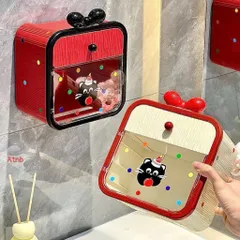 Hộp Đựng Giấy Vệ Sinh Gắn Tường Kèm Nơ và Sticker Xinh Xắn