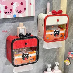 Hộp Đựng Giấy Vệ Sinh Gắn Tường Kèm Nơ và Sticker Xinh Xắn