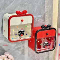 Hộp Đựng Giấy Vệ Sinh Gắn Tường Kèm Nơ và Sticker Xinh Xắn