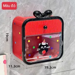 Hộp Đựng Giấy Vệ Sinh Gắn Tường Kèm Nơ và Sticker Xinh Xắn