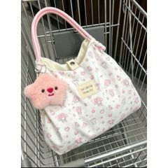 Túi Tote Vải Canvas Sozakka Beauté Họa Tiết Hoạt Hình Dễ Thương Kèm Móc Khóa Ngôi Sao Bông - Túi Xách Đeo Vai Nữ