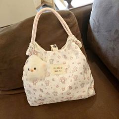 Túi Tote Vải Canvas Sozakka Beauté Họa Tiết Hoạt Hình Dễ Thương Kèm Móc Khóa Ngôi Sao Bông - Túi Xách Đeo Vai Nữ