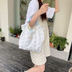 Túi Tote Vải Canvas Sozakka Beauté Họa Tiết Hoạt Hình Dễ Thương Kèm Móc Khóa Ngôi Sao Bông - Túi Xách Đeo Vai Nữ