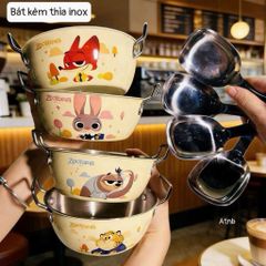 Bát Inox Cho Bé Ăn Dặm Zootopia Kèm Thìa – Bát Ăn Chống Nóng Cách Nhiệt Cao Cấp, Họa Tiết Hoạt Hình Đáng Yêu