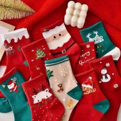 Tất Noel Họa Tiết Dễ Thương - Set 10 Đôi Tặng Lễ Giáng Sinh