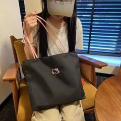 Túi Tote Vải Dù Hello Kitty Y2K - Túi Xách Đeo Vai Nữ Canvas Chống Thấm Phối Quai Hồng Cao Cấp