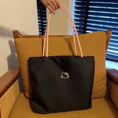 Túi Tote Vải Dù Hello Kitty Y2K - Túi Xách Đeo Vai Nữ Canvas Chống Thấm Phối Quai Hồng Cao Cấp