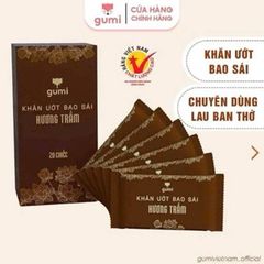 Hộp 20 Gói Khăn Ướt Gumi Lau Bàn Thờ - Giấy Ướt Hương Trầm Tự Nhiên, Tiện Lợi và Sạch Sẽ
