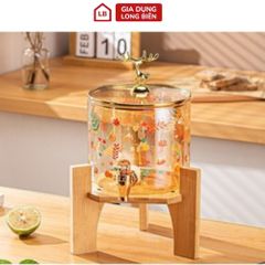 Bình Thuỷ Tinh Hổ Phách Chịu Nhiệt Có Vòi - Dung Tích 3.6 Lít, Tặng Kèm Giá Đỡ