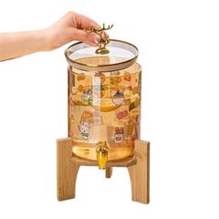 Bình Thuỷ Tinh Hổ Phách Chịu Nhiệt Có Vòi - Dung Tích 3.6 Lít, Tặng Kèm Giá Đỡ