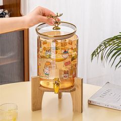 Bình Thuỷ Tinh Hổ Phách Chịu Nhiệt Có Vòi - Dung Tích 3.6 Lít, Tặng Kèm Giá Đỡ