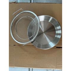 Khay Inox Kèm Vỉ Lưới Chất Liệu Inox Size 20cm - Tiện Lợi Cho Mọi Món Nướng