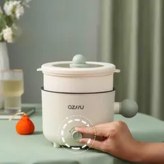 Nồi Lẩu Điện Mini Đa Năng 1.8L - Ca Nấu Mì Ozhu/Yueslila, 600W, Tặng Kèm Giá Hấp Tiện Lợi