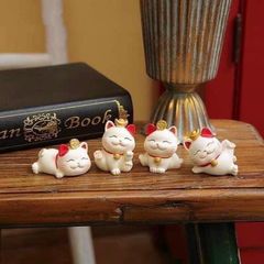 Set 4 Chú Mèo Thần Tài Trang Trí - Mang May Mắn & Tài Lộc Đến Gia Đình