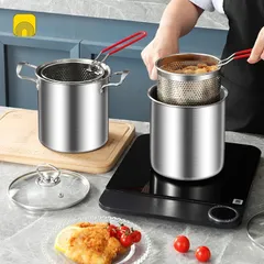 Nồi Chiên Ngập Dầu Có Tay Cầm Kèm Rổ Lọc - Chất Liệu Thép Không Gỉ, Tiện Lợi