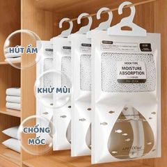 Túi Hút Ẩm Khử Mùi 2 Ngăn Siêu Hút Ẩm 500ml - Chống Mốc, Nồm, Ẩm Có Móc Treo Tiện Lợi