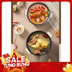 Nồi Lẩu Điện Đa Năng Kèm Giá Hấp INOX, Có Lớp Chống Dính Ceramic 28cm