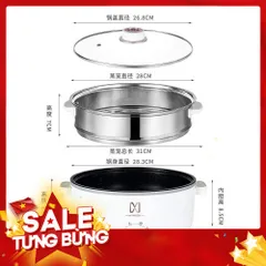 Nồi Lẩu Điện Đa Năng Kèm Giá Hấp INOX, Có Lớp Chống Dính Ceramic 28cm