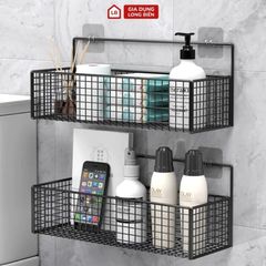 Kệ Đựng Đồ Nhà Tắm Dán Tường Hình Chữ Nhật , Kệ Nhà Tắm, Kệ Thép Sơn Tĩnh Điện Cao Cấp Không Rỉ Siêu Chắc Kèm Miếng Dán