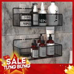 Kệ Đựng Đồ Nhà Tắm Dán Tường Hình Chữ Nhật , Kệ Nhà Tắm, Kệ Thép Sơn Tĩnh Điện Cao Cấp Không Rỉ Siêu Chắc Kèm Miếng Dán