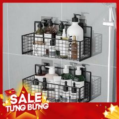 Kệ Đựng Đồ Nhà Tắm Dán Tường Hình Chữ Nhật , Kệ Nhà Tắm, Kệ Thép Sơn Tĩnh Điện Cao Cấp Không Rỉ Siêu Chắc Kèm Miếng Dán