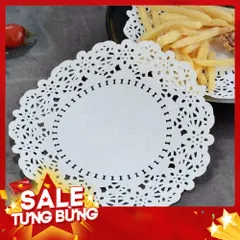 Gói 140 Giấy nến đục lỗ viền hoa văn, Giấy nến tròn lót xửng hấp, nồi chiên không dầu, hấp bánh bao size 21,5cm