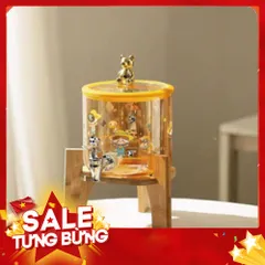 Bình Thuỷ Tinh Hổ Phách Có Vòi - Tặng Kèm Giá Đỡ Dung Tích 3,6 Lít
