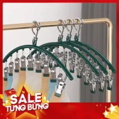 Móc Treo Đồ Lót, Tất Vớ Có Khóa Chống Gió - Chống Trượt Với 10 Bộ Ghim Giữ
