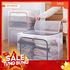 Hộp Vải Đựng Quần Áo Chăn Màn Trong Suốt 66L  Khung Thép Chịu Lực, Gọn Gàng, Chống Ẩm