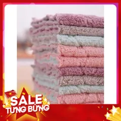 Combo 10 Khăn Lau Bếp Đa Năng Tiện Lợi Khăn Lau Tay 2 Mặt Siêu Thấm Lau Bát Lau Chén Đĩa