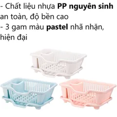 Rổ úp bát có khay hứng thoát nước tiện lợi giúp bát đĩa nhanh khô, giữ gìn vệ sinh cho phòng bếp