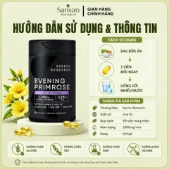 Viên Uống Dầu Hoa Anh Thảo Sports Research Evening Primrose Oil 1300mg 90 Viên Nang Mềm | Ép Lạnh Không Hexane, 10% GLA