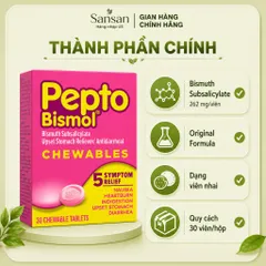 Viên nhai Pepto Bismol Original Chewable Tablets 30 Viên Vị Gốc - Nội địa Mỹ