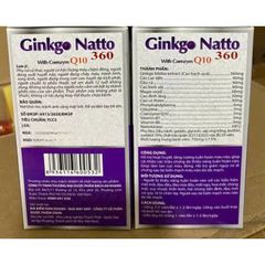 hoạt huyết dưỡng não ginkgo natto 360 giảm đau đầu chóng mặt, khó ngủ, hộp 100 viên, hàng date mới