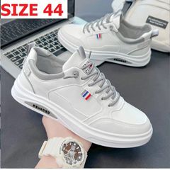 [ SIZE 44 ] Giày Nam Trắng Kiểu Dáng Đẹp Chất Da Bền Dễ Đi Dễ Phối Đồ Phong Cách Hàn Quốc - 0606