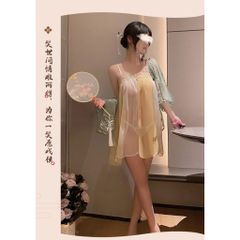 Đồ Ngủ Gợi Cảm Cosplay Cổ Trang Trung Hoa Ren Xuyên Thấu Sexy Quyến Rũ Set Hán Phục Hanfu Xẻ Tà Thanh Lịch Cao Cấp - N385