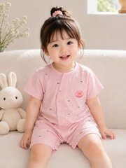 Hàng QC - Bodysuit gấu hồng cute đáng yêu dễ thương mát mẻ mùa hè cho bé gái 0-3 tháng