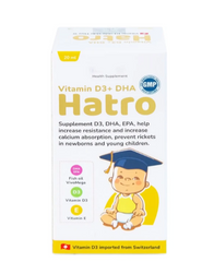 Dung dịch bổ sung Vitamin D3, DHA, EPA tăng đề kháng, giảm nguy cơ còi xương Vitamin D3+ DHA Hatro (20ml)