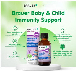 Siro bổ sung Betacarotene và Vitamin D3 giúp tăng đề kháng cho bé Brauer Baby & Child Immunity Support 100ml